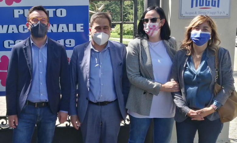 Frosinone Battisti inaugura l’hub vaccinale di Fiuggi con Ass. D’Amato, Dg Asl D’Alessandro e Buschini Sara