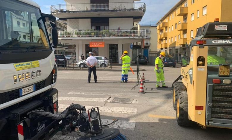 Cassino CASSINO – I mezzi di Autostrade per l’Italia a disposizione della Città Lavori Cassino