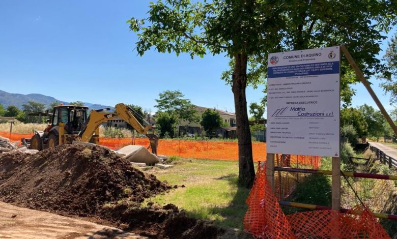 AQUINO – Iniziano i lavori di realizzazione di uno spazio pubblico in localitĂ Filetti Piazza Filetti