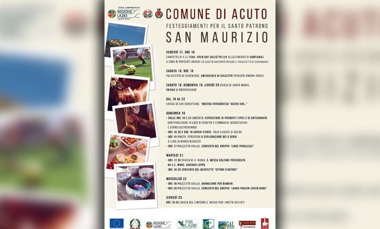 Anagni ACUTO – Festeggiamenti in onore di San Maurizio Martire: il programma completo comune di acuto locandina