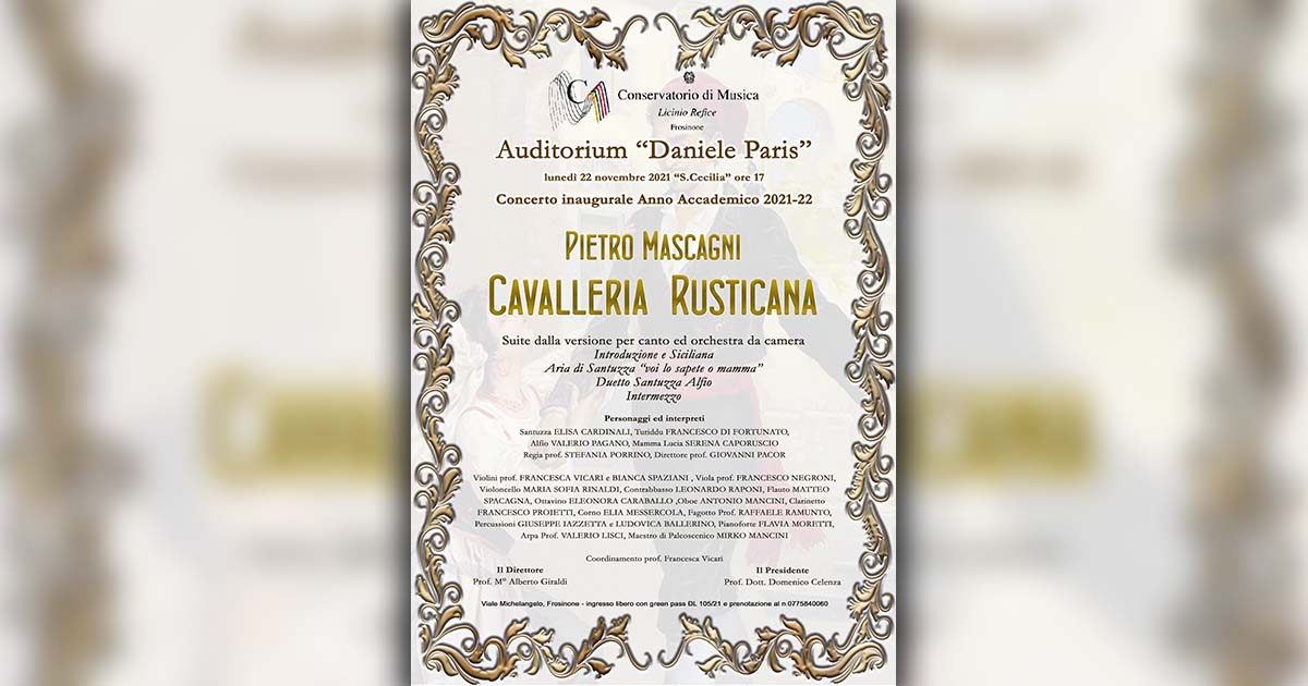 Frosinone CONSERVATORIO FROSINONE – Lunedì 22 l’inaugurazione del nuovo Anno Accademico 21/22 Conservatorio Frosinone