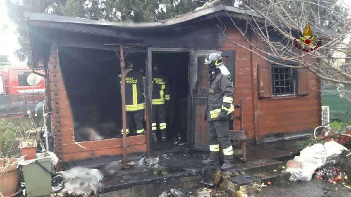 Casa di legno in fiamme, muore anziana Vigili del Fuoco Palestrina