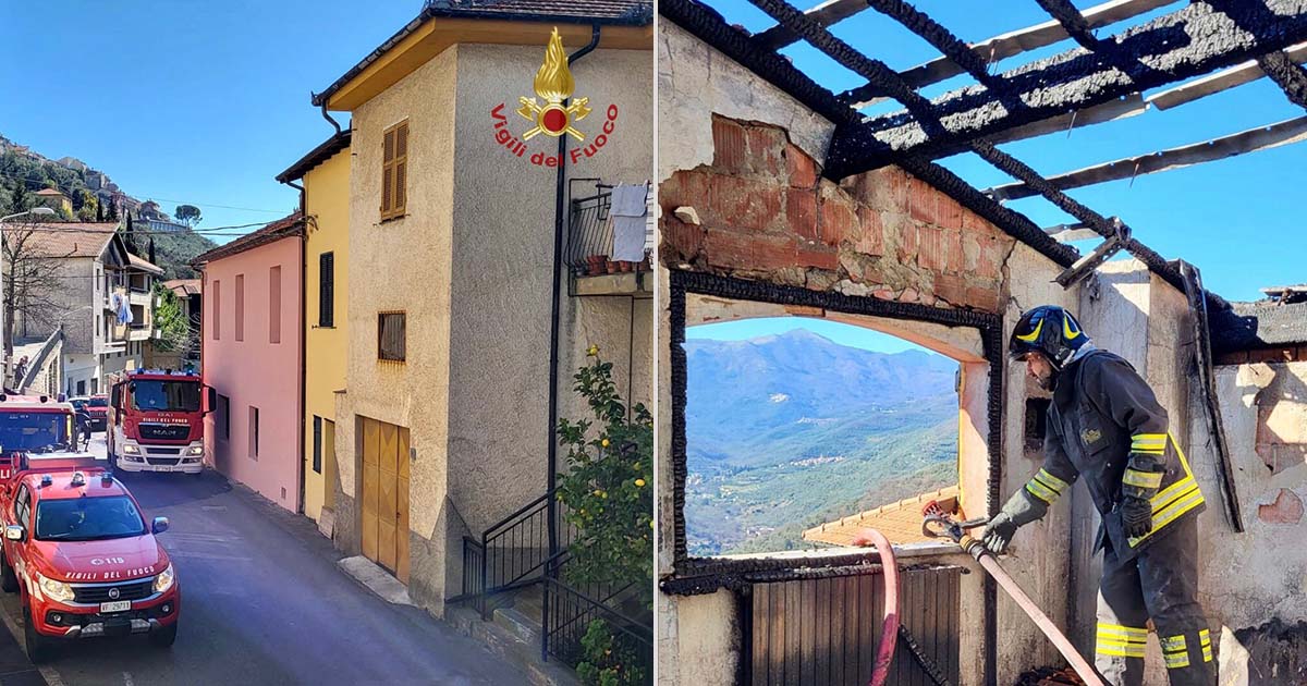 Casa in fiamme: vigile del fuoco fuori dal servizio salva un’anziana e il suo gatto VVFF