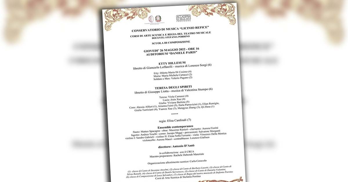 Conservatorio Frosinone Nuove Musiche al Conservatorio di Frosinone Conservatorio Refice