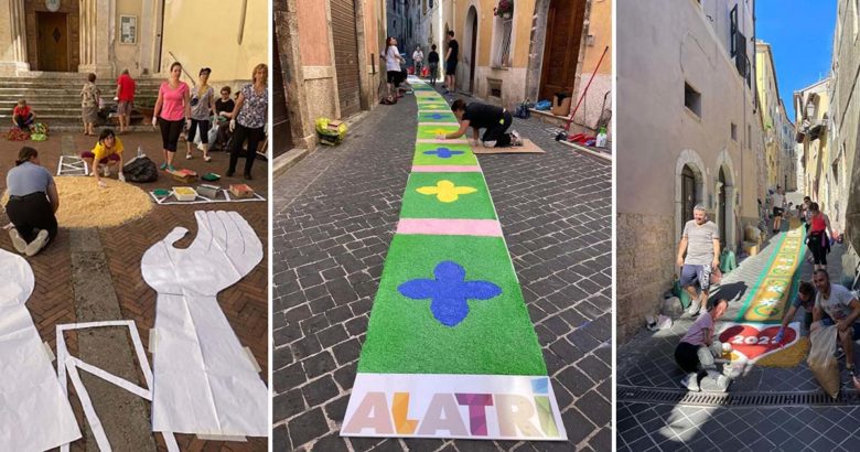 Alatri Infiorata ad Alatri: anche gli amministratori al lavoro per realizzare l’opera
