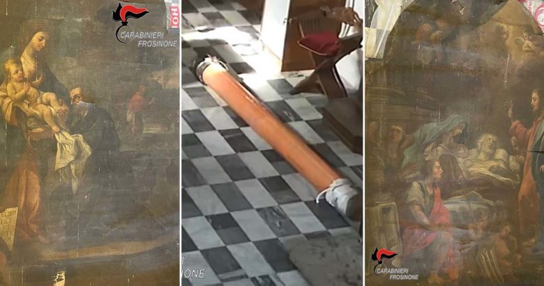 Frosinone Alvito – Restituite pale d’altare chiesa San Nicola. Carabinieri individuano autore riconsegna Alvito