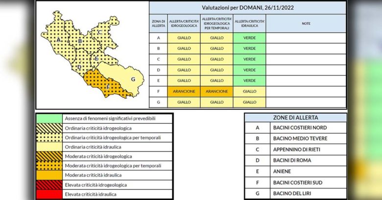 Frosinone Meteo Ciociaria: l’allerta arancione è per la provincia di Latina allerta