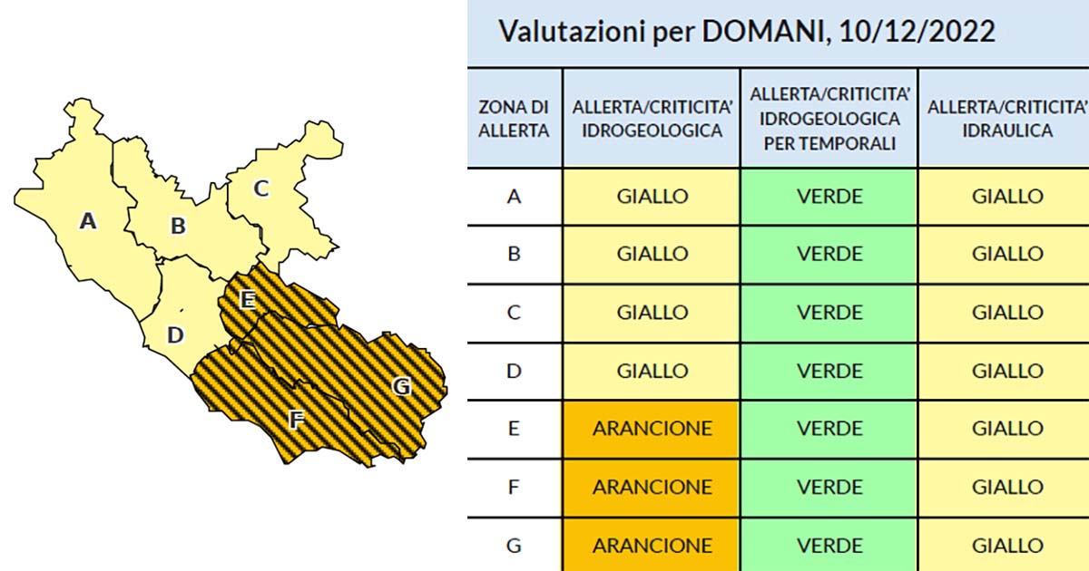 Frosinone Meteo Ciociaria: allerta arancione su tutta la provincia di Frosinone allerta meteo