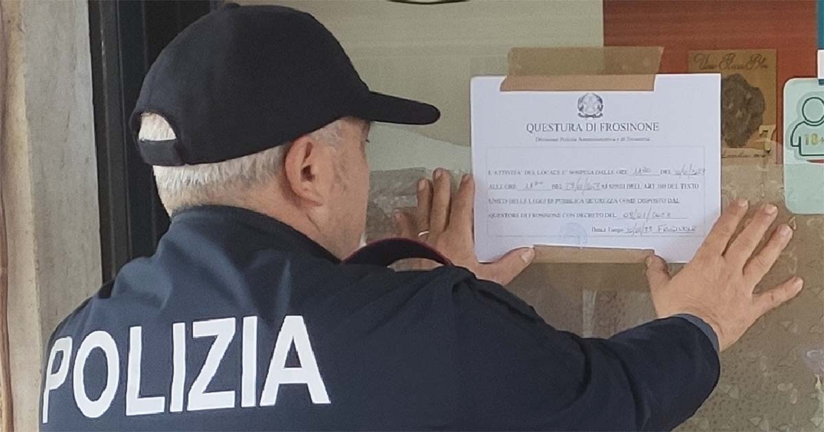 Frosinone La Polizia chiude un bar di Frosinone Policia chiusura bar