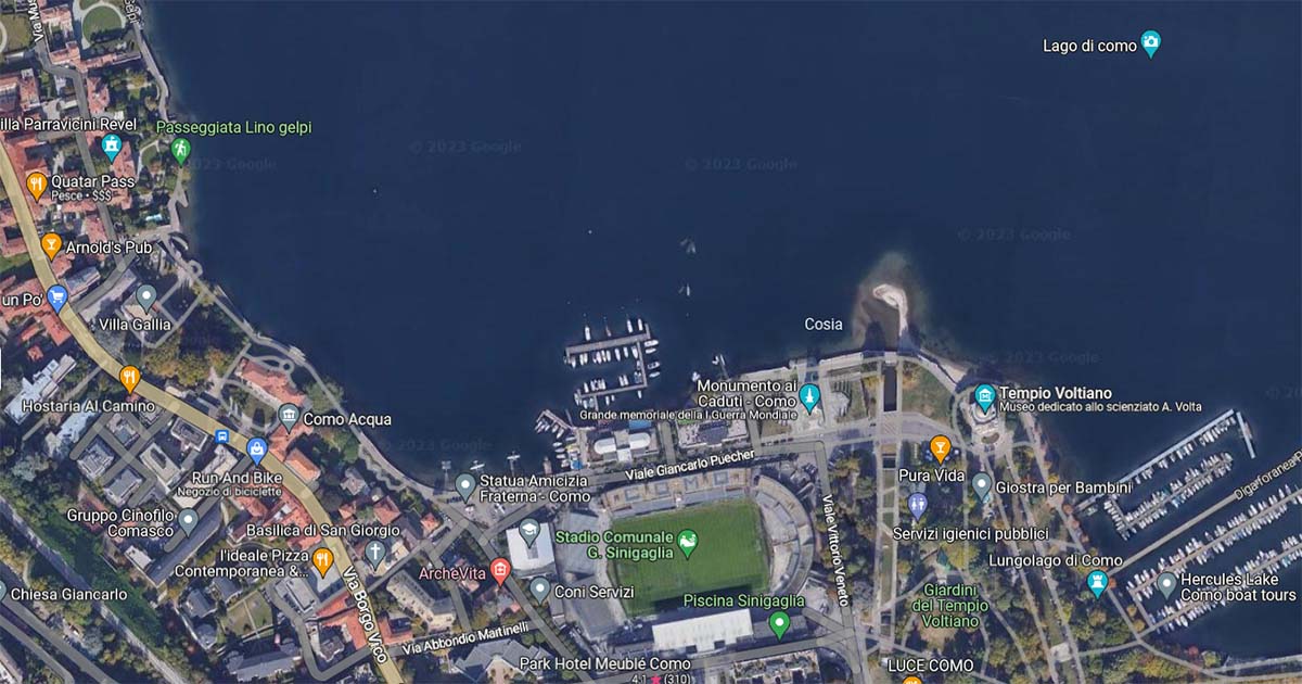 Frosinone Calcio Como-Frosinone: lo stadio con una magnifica vista… lago Stadio Como
