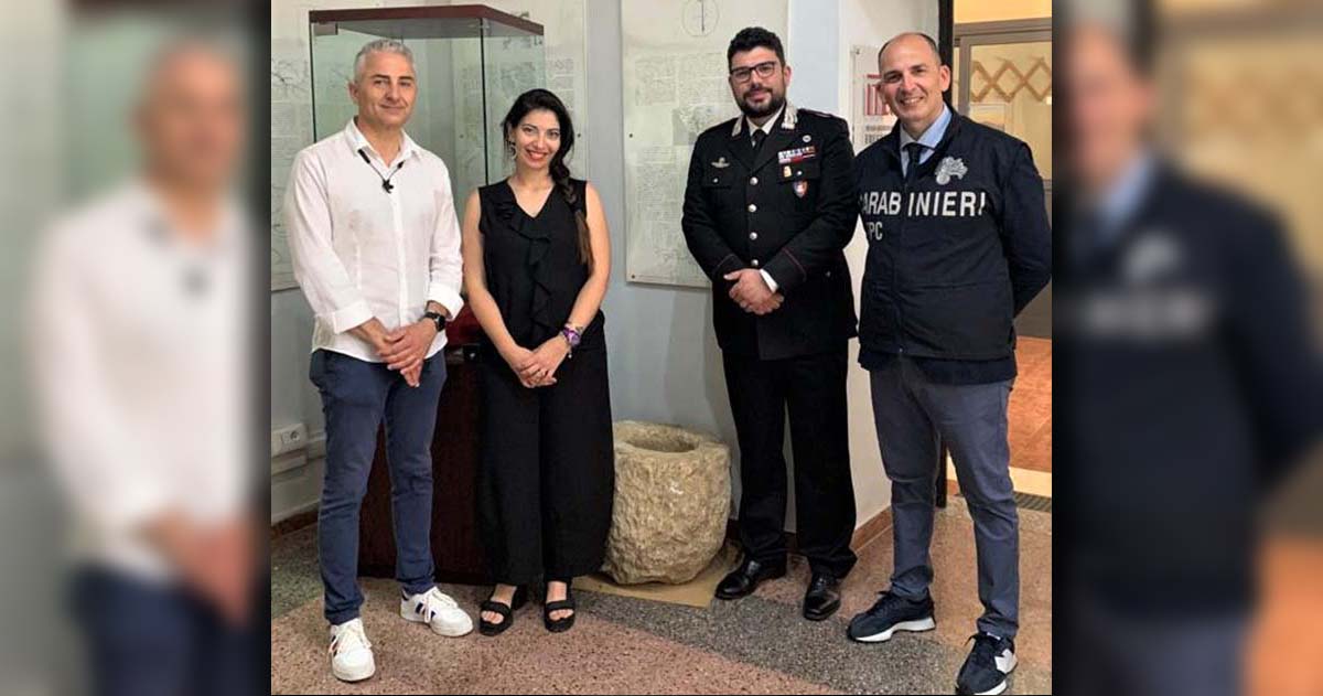 I Carabinieri restituiscono al museo Archeologico “Amedeo Maiuri” di Ceprano un mortaio in pietra di epoca coloniale Romana Foto