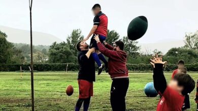 Giocatori del Ceccano Rugby in campo durante il torneo di Quidditch Rugby