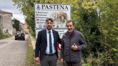 Il Presidente Luca Di Stefano e il Sindaco Angelo D’Ovidio durante il sopralluogo sulla SP 151 a Pastena.