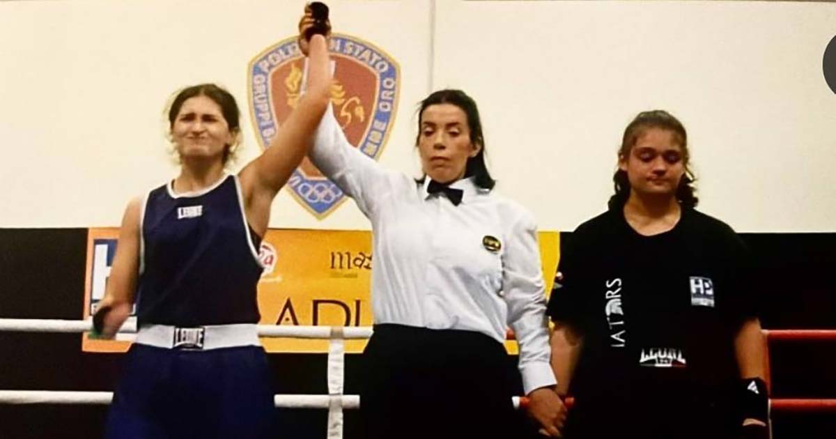 Andrea Caterina Scandorcia della Boxe Anagni con la Cintura d’Italia nella categoria -69 kg Junior femminile