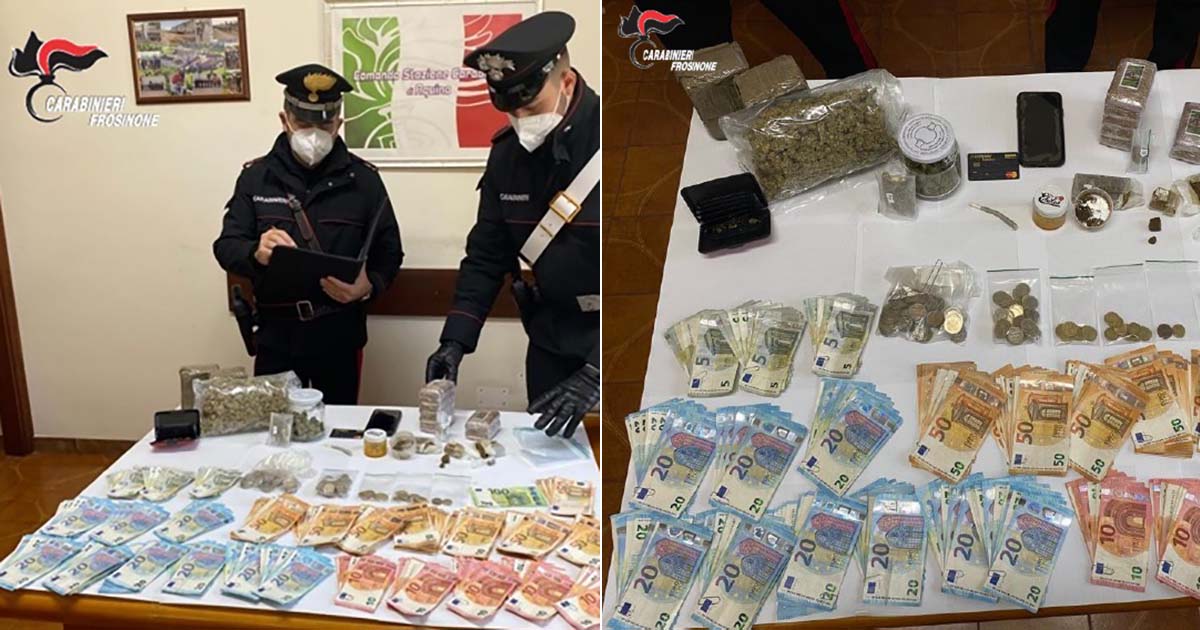 AQUINO – Arrestato 25enne per “detenzione illecita, ai fini di spaccio, di sostanze stupefacenti” CC Aquino spaccio