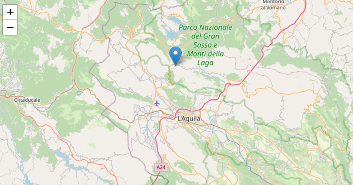 Scossa di terremoto 3.1 vicino L’Aquila aq