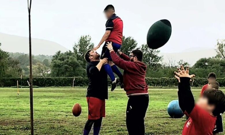 Giocatori del Ceccano Rugby in campo durante il torneo di Quidditch Rugby