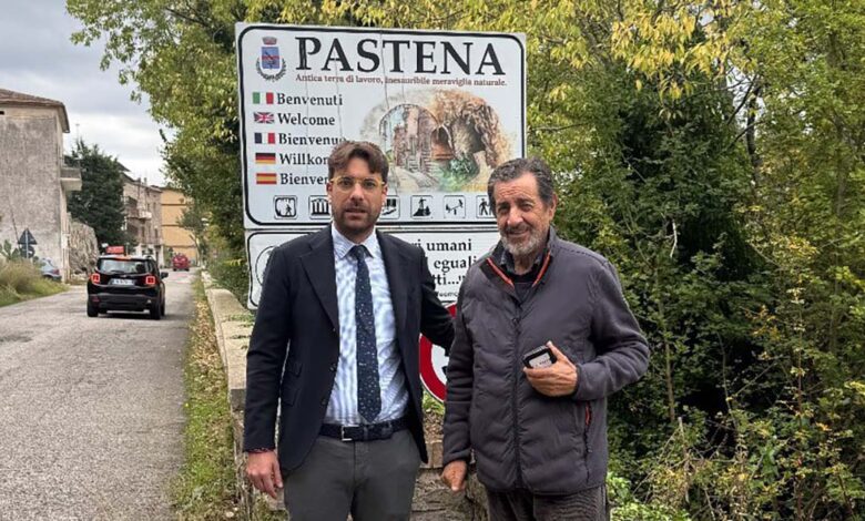 Il Presidente Luca Di Stefano e il Sindaco Angelo D’Ovidio durante il sopralluogo sulla SP 151 a Pastena.