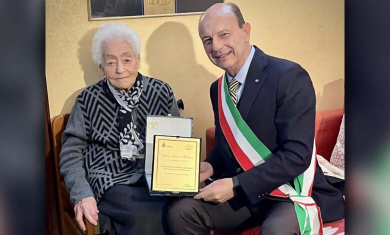 Ritratto di Maria Laura Fontana, centenaria celebrata dalla città di Frosinone.