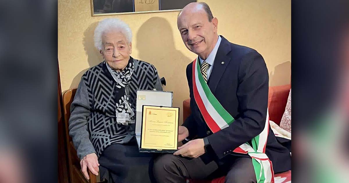 Ritratto di Maria Laura Fontana, centenaria celebrata dalla città di Frosinone.