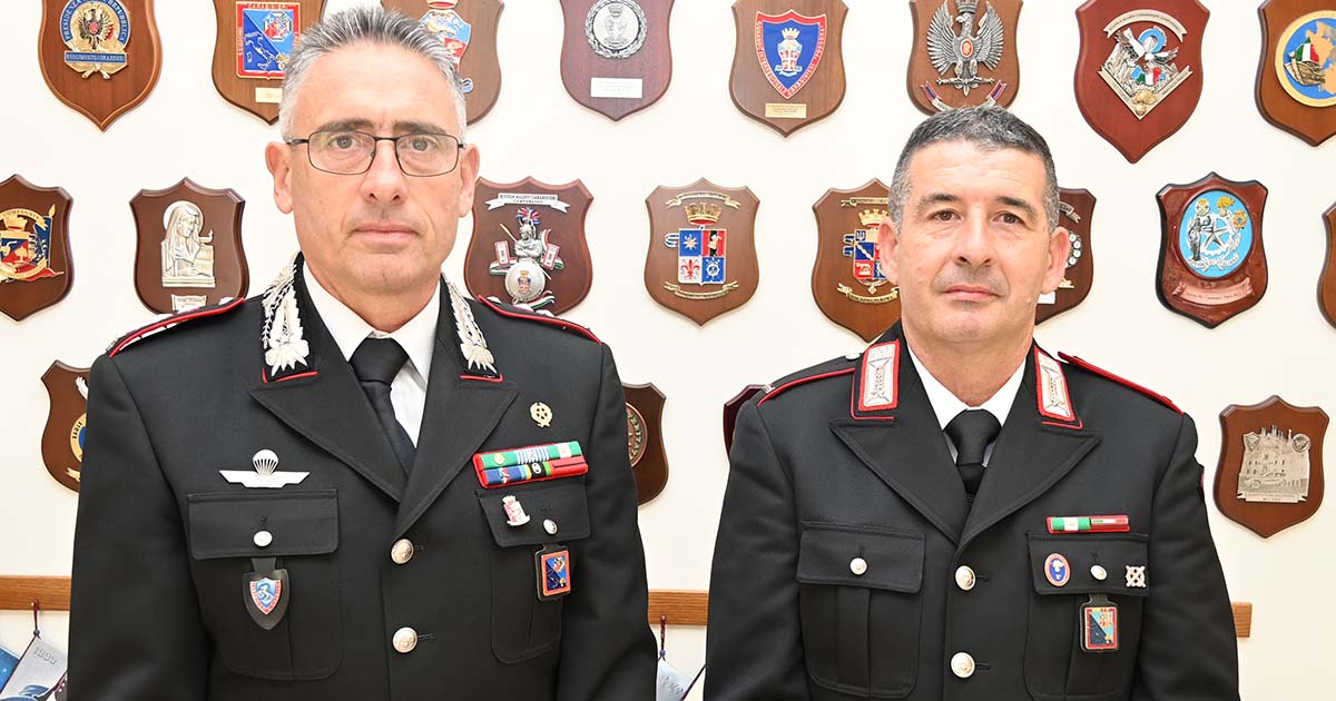 Il Maresciallo Guido Lanna con il Colonnello Gabriele Mattioli durante l’incontro a Frosinone.