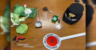 Ceccano / Patrica, arrestato 37enne: sequestrati circa 90 grammi di cocaina