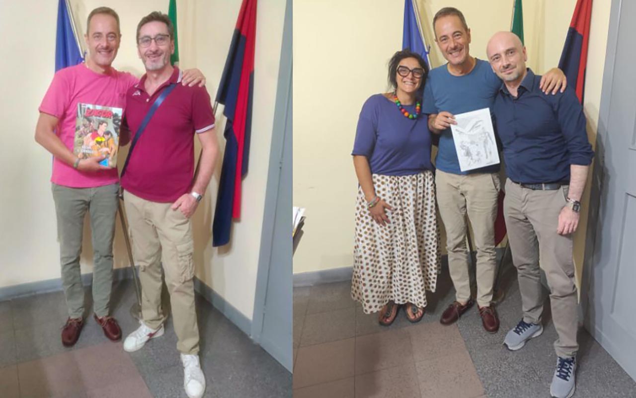Il sindaco Querqui con Cipriani (a sx) la vicesindaco De Santis e Santoro (a dx)